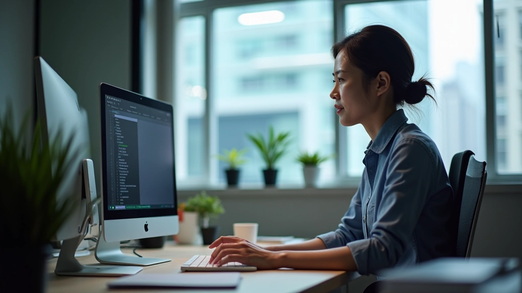 Professional web design workspace with modern equipment and design tools